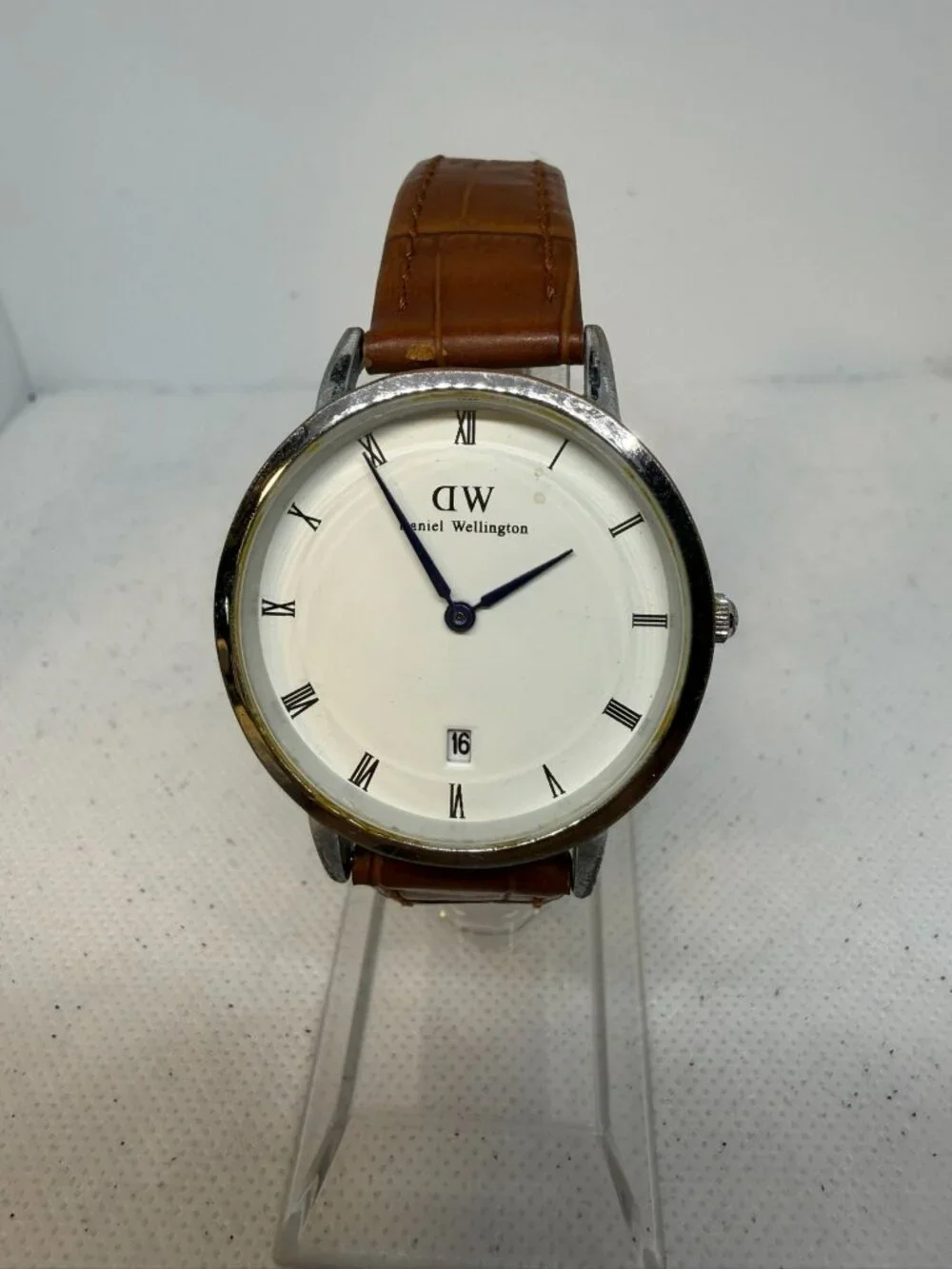 Daniel Wellington DW2061 Ladies White Date Dial Brown Leather Watch 36mm